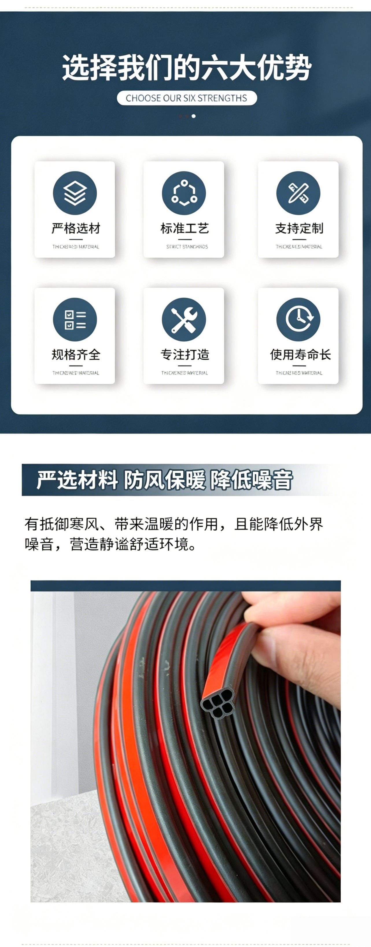 Car Double-Layer Five-Hole Sealing Strip, Door Soundproofing Strip, Dustproof Universal Anti-Collision Trunk Modification Strip, Anti-Collision Strip