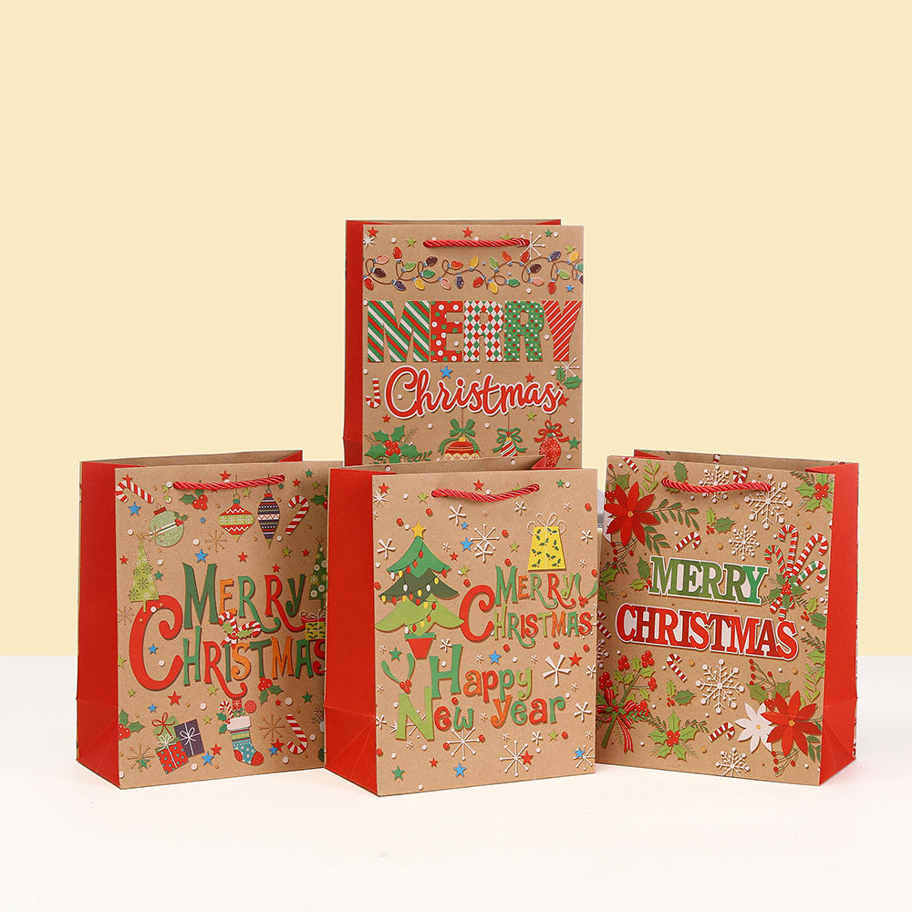 手提纸袋批发简约购物袋批发派对礼物礼品袋圣诞节印花