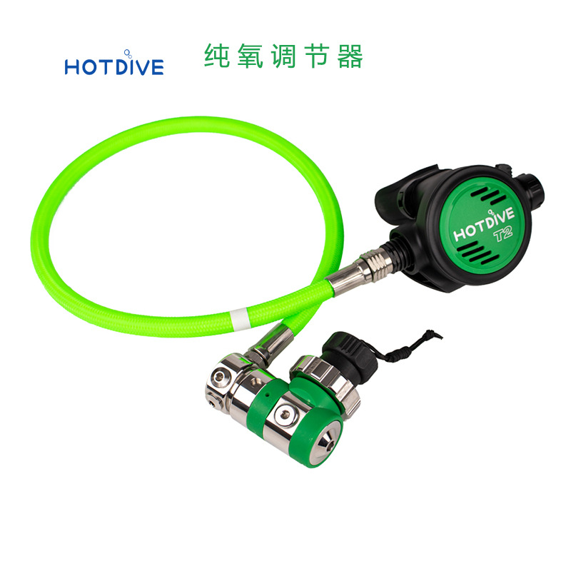 Regulador de descompresión de oxígeno puro HOTDIVE equilibrio tipo pistón adaptado al oxígeno 100% regulador de buceo con tubo verde
