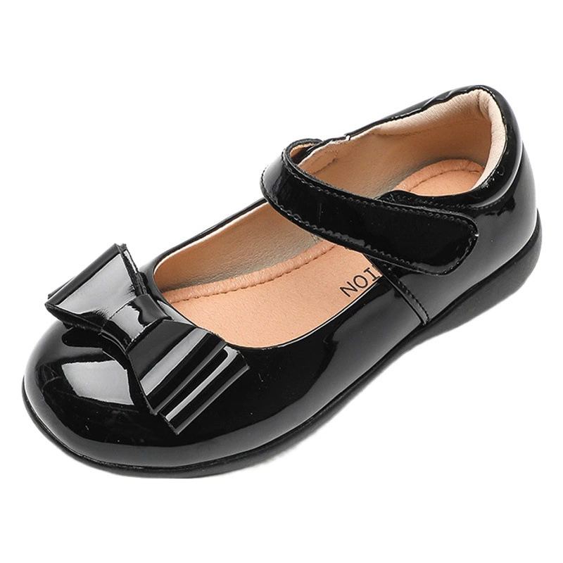 Детские черные кожаные туфли для девочек, весна-лето 2025, мягкая подошва, для выступлений, удобные, как бобы, принцесса