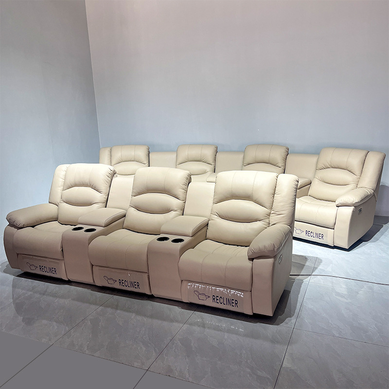 Fábrica directa capas de cuero de vaca sofá de cine en casa cápsula de cuero combinación de sofá eléctrico multifuncional individual