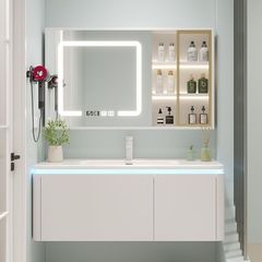 Round Corner Ceramic Integrated Basin Smart Bathroom Cabinet Combination Bathroom Sink Washbasin Face Basin Cabinet Wall-Mounted