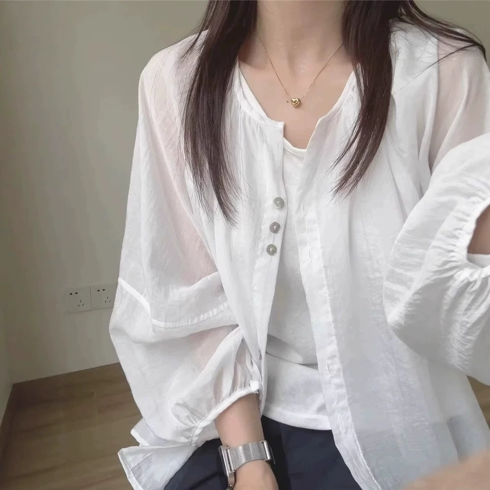 Thin shirt, flashlight, french style, sun protection