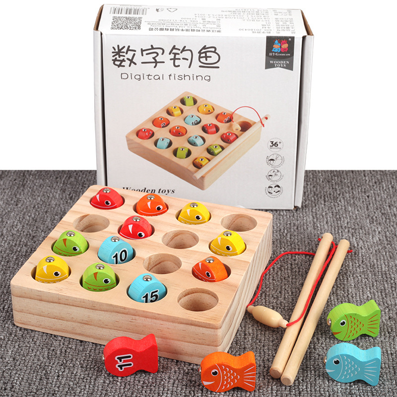 Juguetes de madera para niños juguetes magnéticos de pesca bebé Educación Temprana Inteligencia 1 desarrollo 2-3 años medio cerebro-Mover niños y niñas