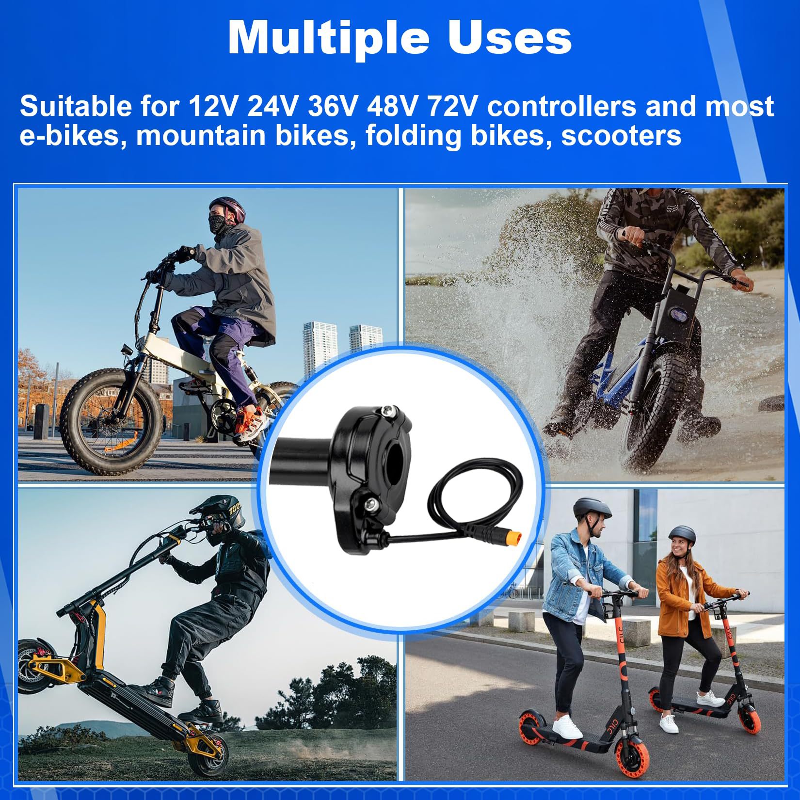 Electric Bicycle Full Rotation Throttle Suitable for Macfox, 3-Pin Surron Style Throttle Grip Kit