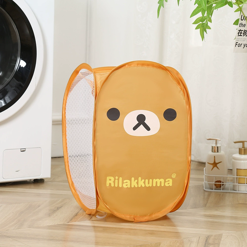 Корзина для белья, складная ручная корзина, мультяшный дизайн для спальни, 32×32×48 см