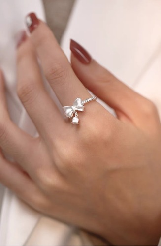 Escape Princess Butterfly Bow Bellflower Ring Women 925 Silver Plated Unique Design Advanced Sense of Quality Sweet Flower Finger