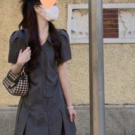 大码法式高级感连衣裙女夏季穿搭巨好看的胖mm显瘦小个子a字裙子