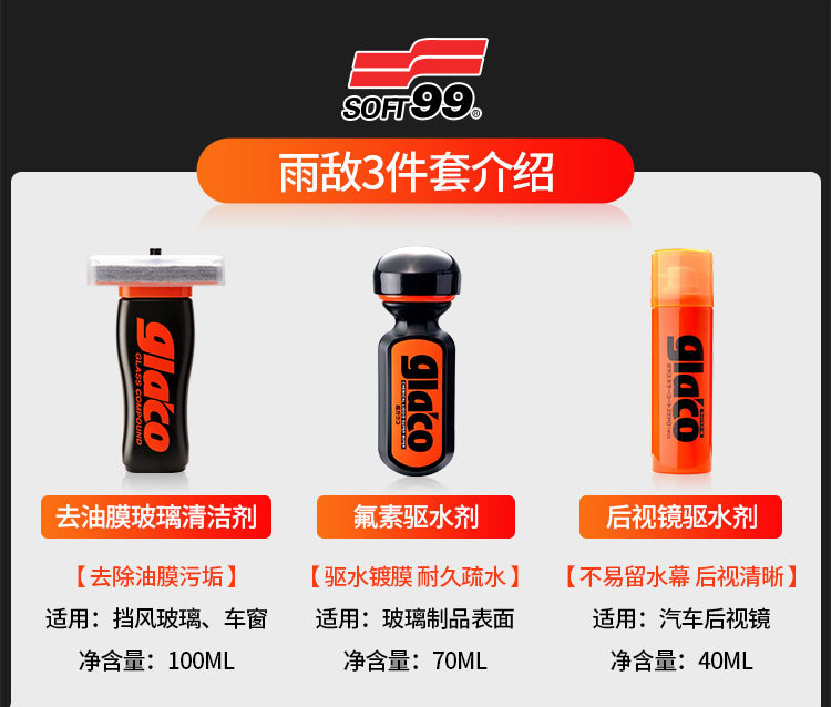 Suitable for Soft99 Rain Enemy Car Window Coating Agent Front Windshield Oil Film Remover Rearview Mirror Coating