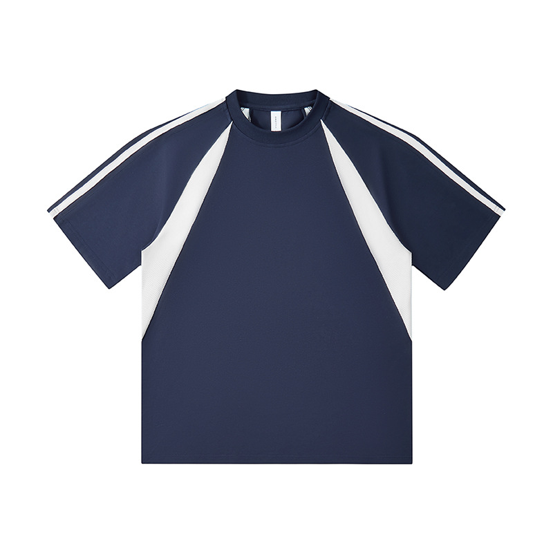 Transfronterizo tamaño europeo y americano de algodón mosaico camiseta deportiva 250G pesada camiseta de hombre de manga corta marca de moda personalizada