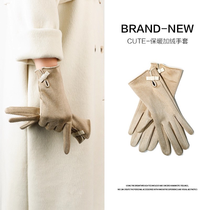 Gloves for Women Winter Cycling Electric Vehicle Touch Screen Outdoor Cold Wind Autumn and Winter Driving Fashion Warm Gloves Cross-Border
