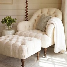 美式布艺沙发小户型现代简约客厅家具棉麻单人休闲椅沙发脚蹬