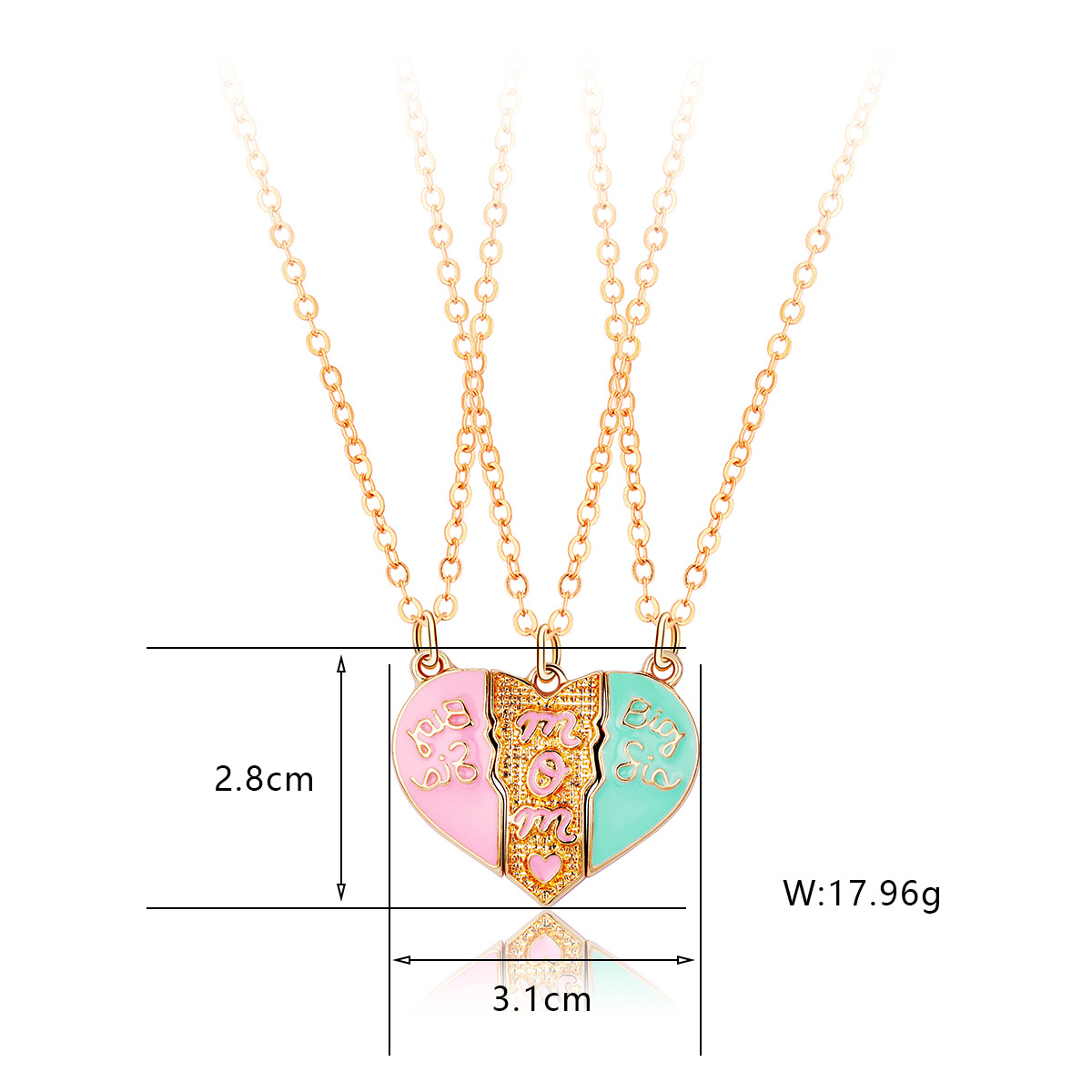 Cartoon Style Heart Shape Alloy Enamel Plating Mother's Day Mother&daughter Mother&son Pendant Necklace display picture 1