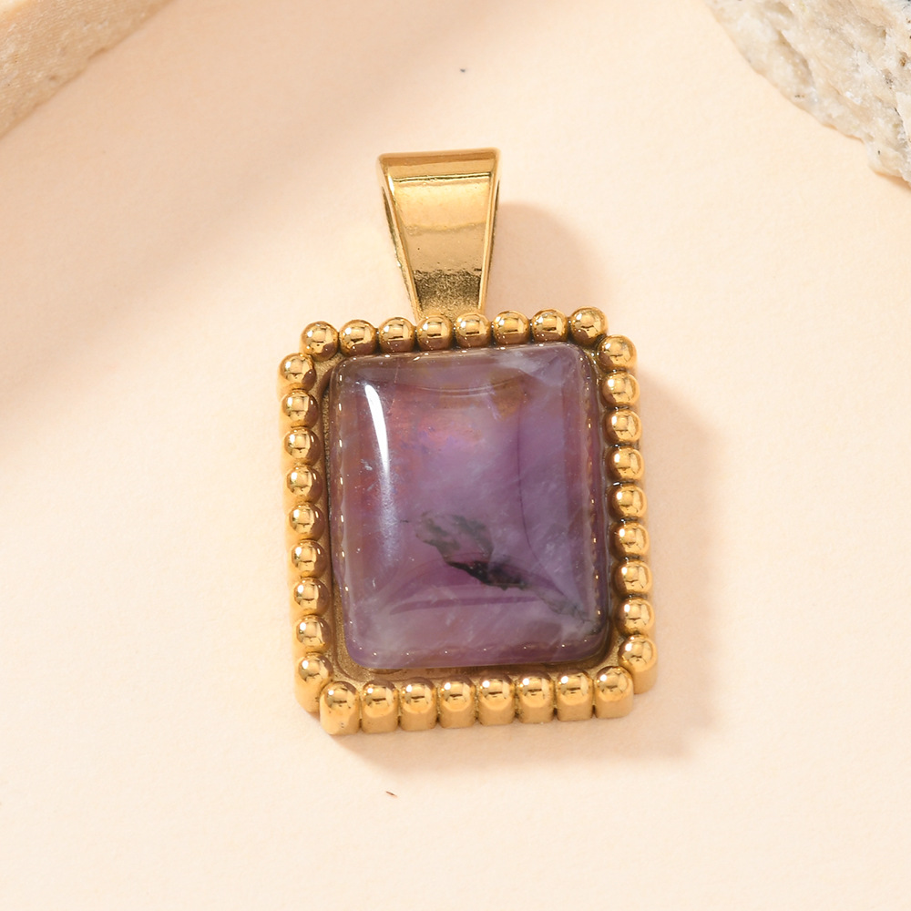 Un solo colgante Europa y América transfronterizos joyería de acero de titanio fundido punto de onda cuadrado colgante de piedra natural DIY accesorios colgante