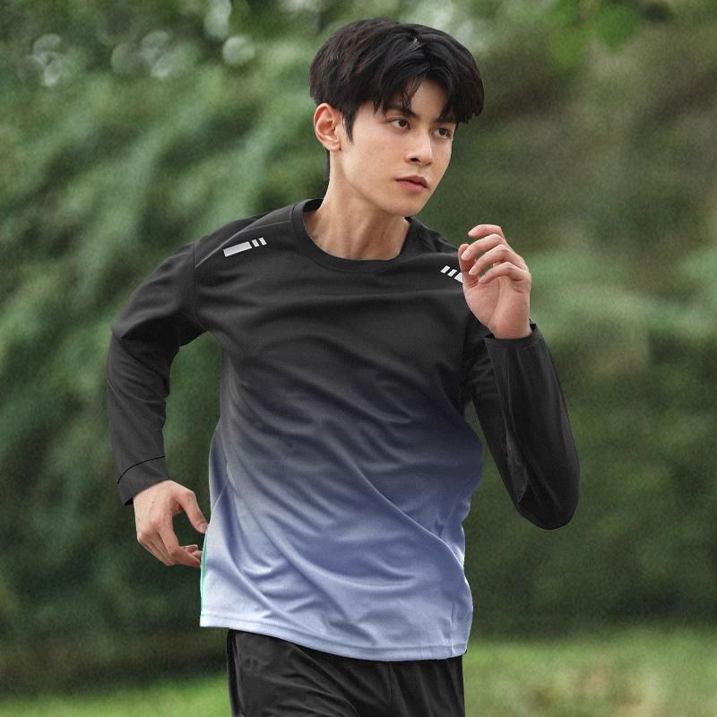 Deportes de manga larga de hombre primavera y verano deportes ocio entrenamiento relajado transpirable acondicionamiento físico otoño y invierno camiseta de correr al aire libre