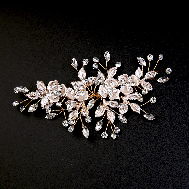 Europa y América oro perla updo pelo clip tocado hecho a mano nupcial corona tocado flor peine accesorios para el cabello joyería nupcial