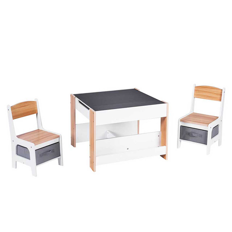 Ready-Made Wooden Children's Desk and Dining Table 3-in-1 Activity Table with Storage Drawer and Removable Tabletop for Drawing