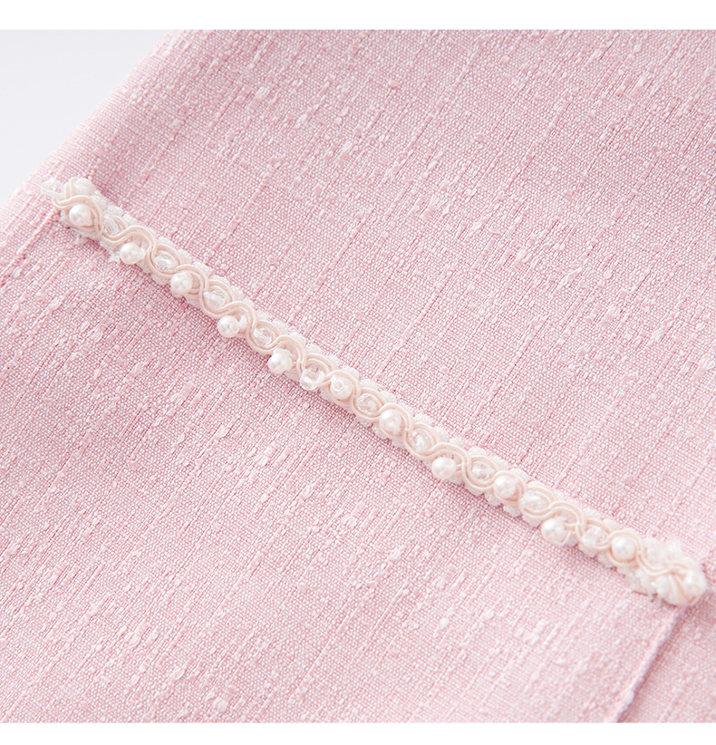 Váy liền nữ kiểu Pháp cổ tròn tay ngắn dệt jacquard ôm nhẹ — Màu be chi tiết 23