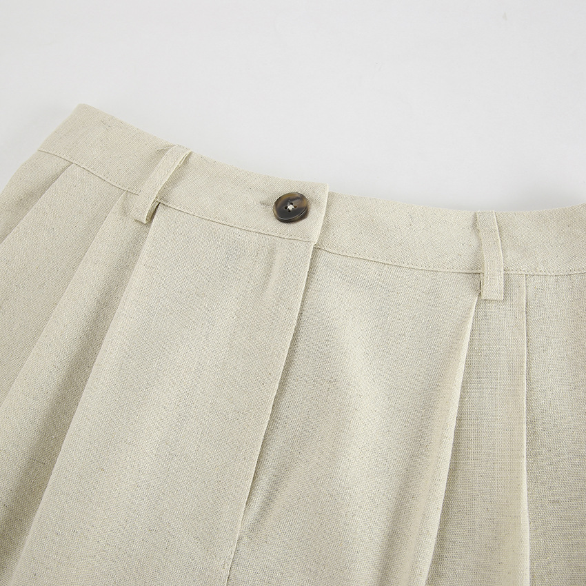 Ropa de mujer Traje casual de moda de verano de algodón y lino de color puro chaleco suelto sexy sin mangas pantalones versátiles traje simple de dos piezas_voghion.com