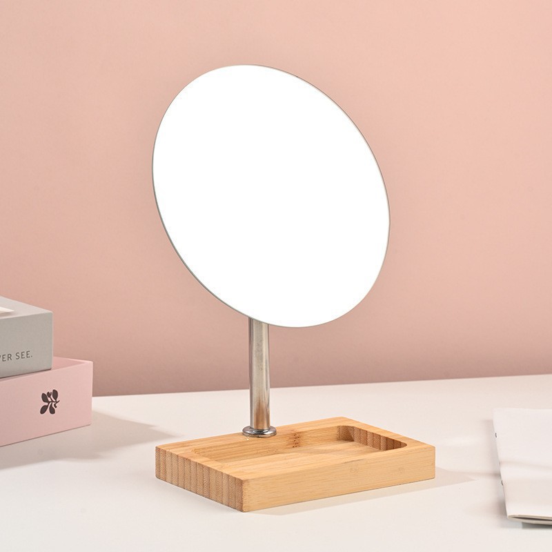 Red de bambú rojo madera de escritorio dormitorio de escritorio de mujeres portátil gran espejo de estudiantes plegable espejo de vestuario doméstico