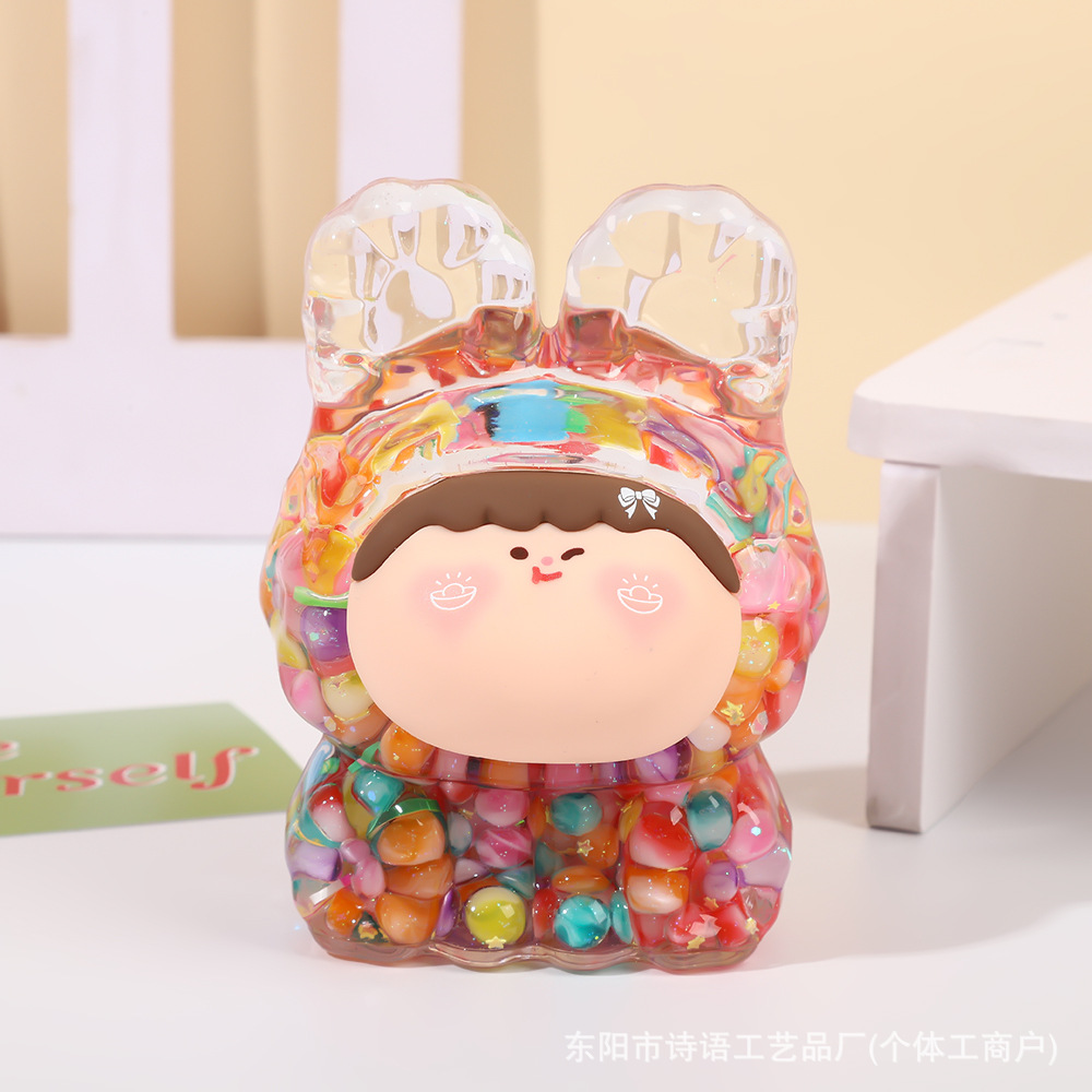 Big Mac cute Lilith doll bursting colorful beans into oil quicksand creative ornaments live broadcast pairs blind box