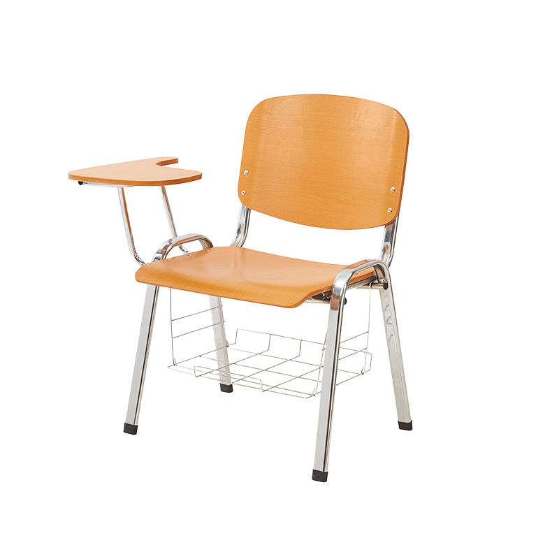 Silla de entrenamiento con tablero de escritura Noticias Silla de conferencia Silla de escritorio de madera de acero Silla de cuatro patas Silla de estudiante de madera contrachapada de múltiples capas image 10