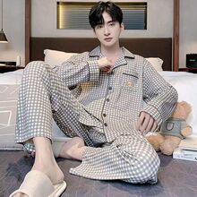 秋冬睡衣男士春秋季男款长袖休闲宽松套装家居服高端纯棉家居服