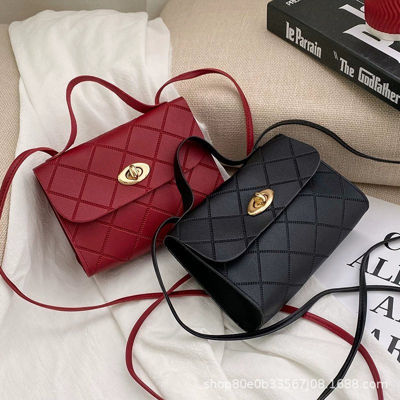 Small Crossbody Bag, Korean Style 2021 Collection, Quilted Turn-Lock, Multi-Color