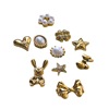 Japanese retro nail decoration for manicure, brand bronze accessory with bow, with gem