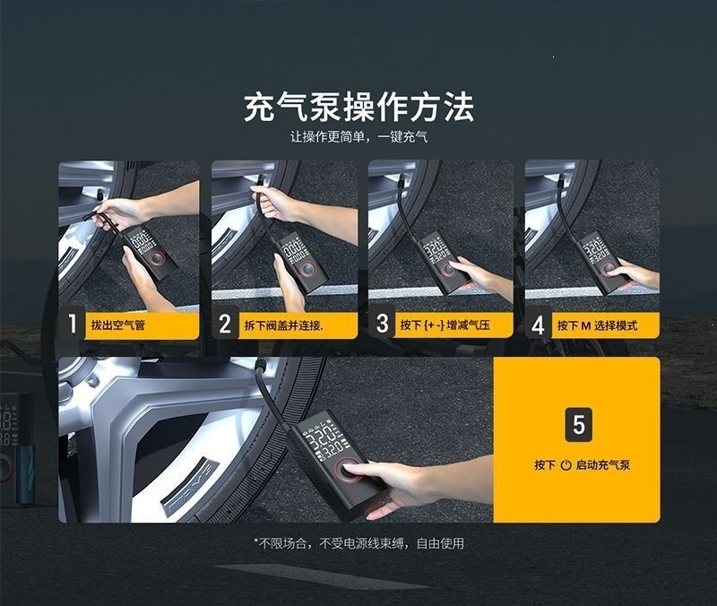 Cross-border portable air pump, popular mini electric bicycle tire inflator, handheld rechargeable dual-use for car use