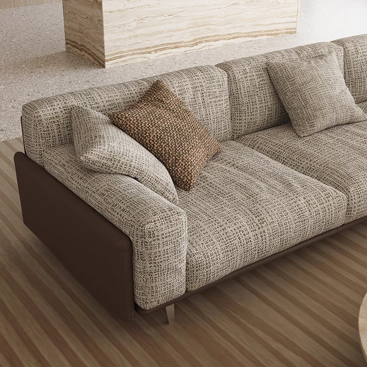 Sofá de tela 2025 nuevo estilo de villa sala de estar minimalista italiano de algodón de lino de importación sofá de pluma