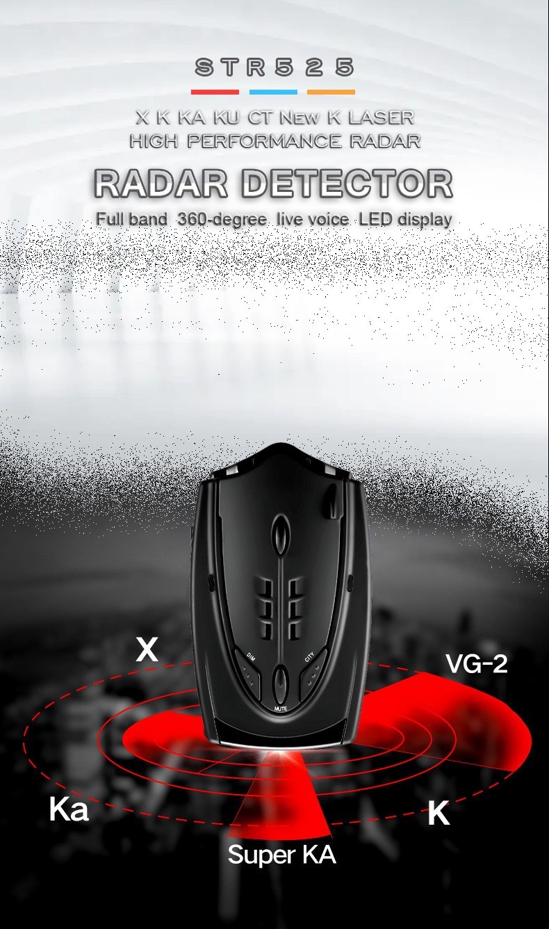 STR525 electronic dog full-frequency radar speedometer car electronic radar electronic dog in Chinese, English and Russian