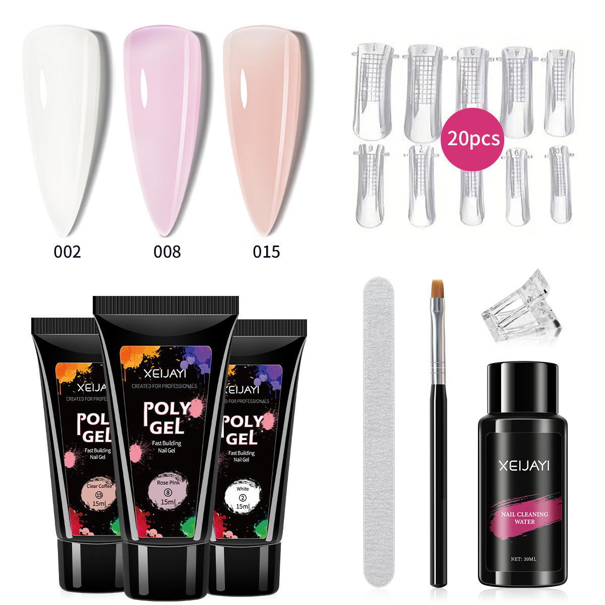 Nail tools suit extension glue fast paper-free tray model cleaning water nail file nail clip phototherapy nail polish