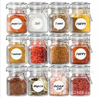 Спот 100ml Квадратная оцинкованная застежка стеклянная бутылка маленькая конфета цветочный чай барбекю приправа бутылка Amazon