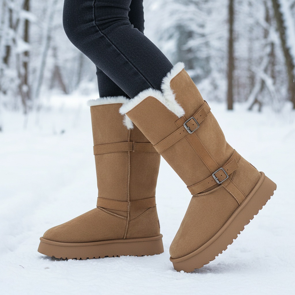 Zapatos de nieve de mujer gris grueso botas de nieve de mujer zapatos de algodón de invierno 2026 nuevo tipo dos botas de nieve de algodón grueso del noreste image 8