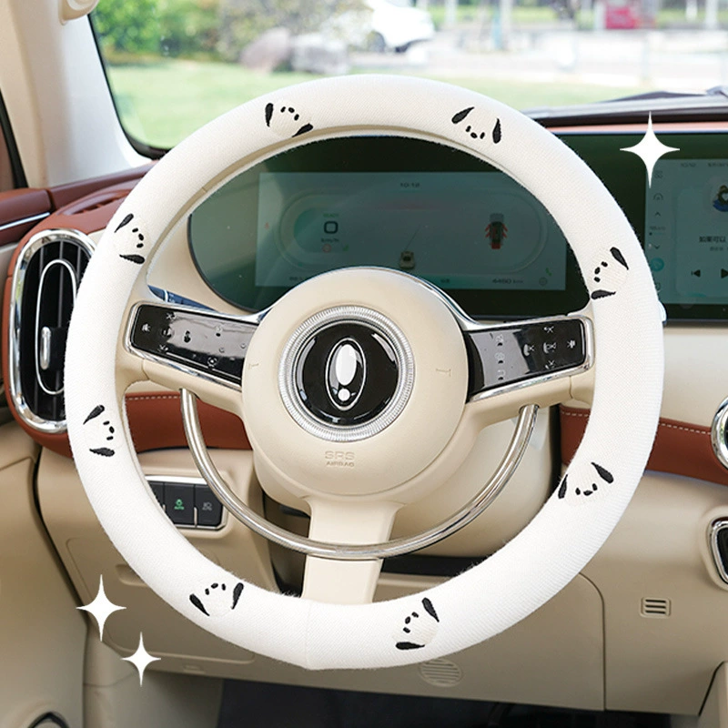 Чехол на руль хлопковый льняной милый мультяшный автомобильный впитывающий пот нескользящий чехол на ручку автомобиля Летний чехол на руль GM