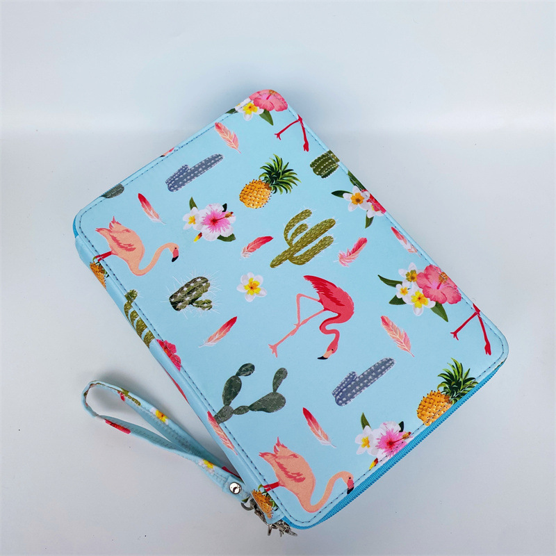 Bolsa de lápices multicolor con estampado de tela Oxford, bolsa de papelería para estudiantes, bolsa de lápices de almacenamiento de pintura artística con 200 agujeros, cremallera portátil