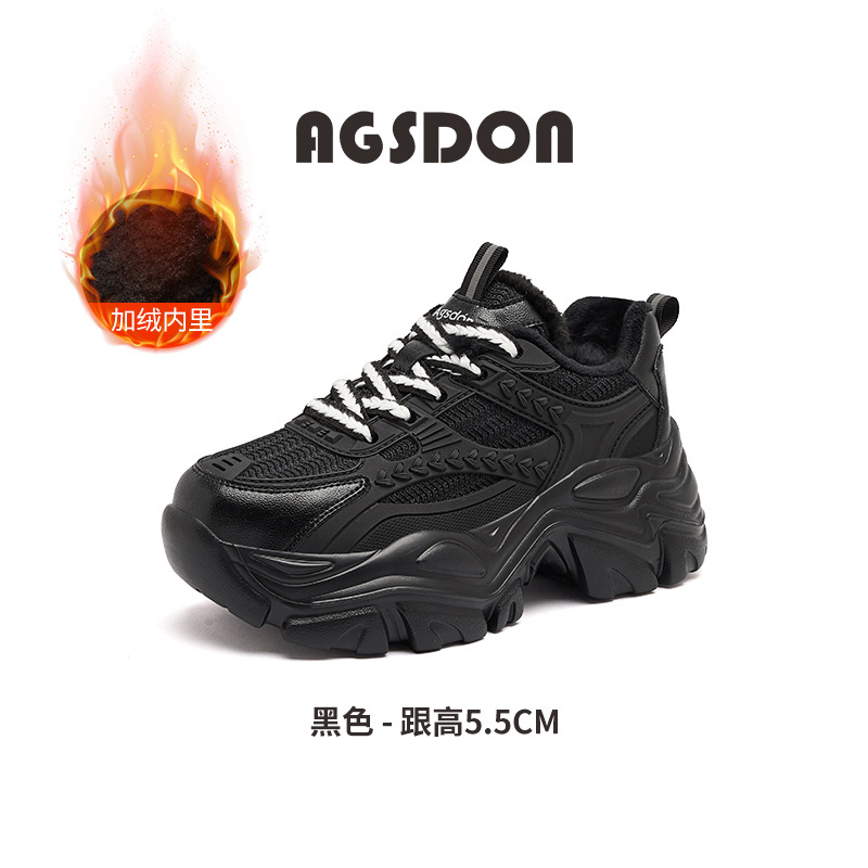 Augu Shi Deng Zapatos Padres Mujeres 2025 nuevo invierno de vello botas de nieve gruesas zapatos deportivos de algodón casuales con suela gruesa