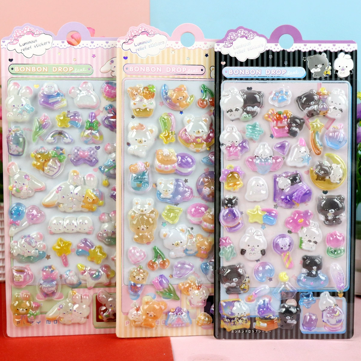 3D Luminous Embossed Sticker (Sanrio) — Cartoon Kids, 20.5×9 cm, 16 Styles
