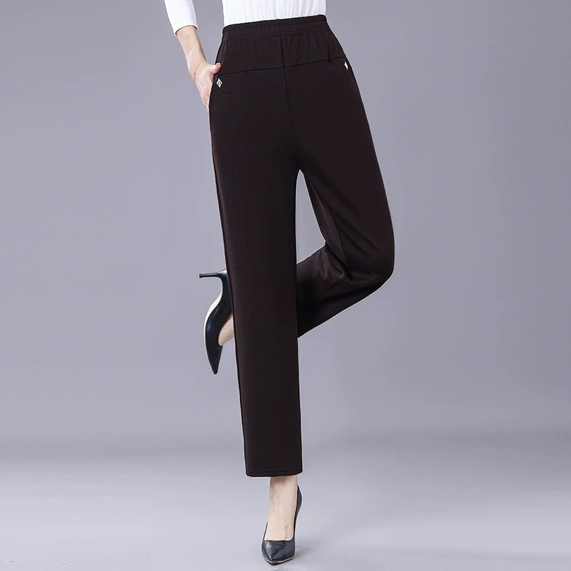 Мама брюки весной и осенью свободные прямые брюки 2021 новый большой размер эластичные брюки среднего возраста с высокой талией