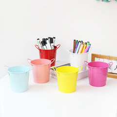 Simple style internet celebrity small iron bucket personality cute office pen bucket creative iron pen holder student desktop storage box