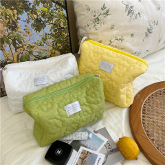 Original homemade ins style soft flower cosmetic bag macaron color portable large capacity skin care product storage bag