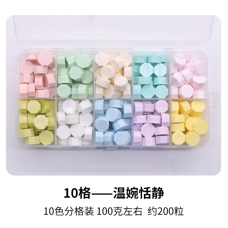 Fuego pintura cera grano traje de color mezclado 24 caja de cuadros de color ocho lados fuego pintura sellado cera fuego pintura sello cera grano fábrica al por mayor