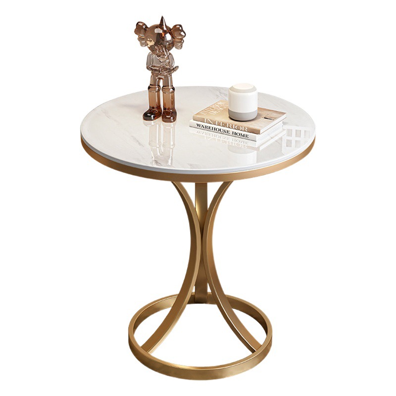 Estilo crema luz lujo Rock placa mesa pequeña mesa de café sala de estar sofá mesa de esquina simple móvil balcón pequeña mesa redonda armario lateral