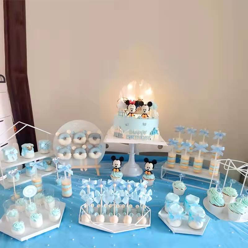 Estilo europeo blanco postre Mesa decoración pastel de boda bandeja soporte de exhibición té de la tarde Merienda stand comida fría té mesa de descanso