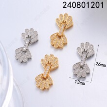 铜镀18K金高保色镶锆花朵对扣珍珠项链扣头高级感手链diy饰品配件