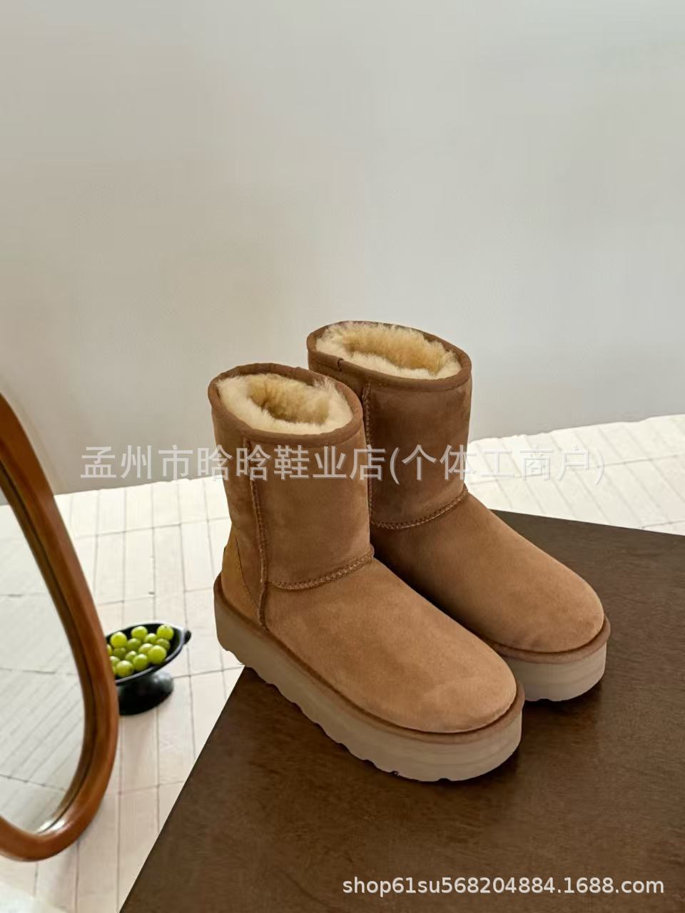 Sangpo botas de nieve de cabra de mujer un nuevo clásico de tubo largo con terciopelo grueso y calentamiento con zapatos de algodón
