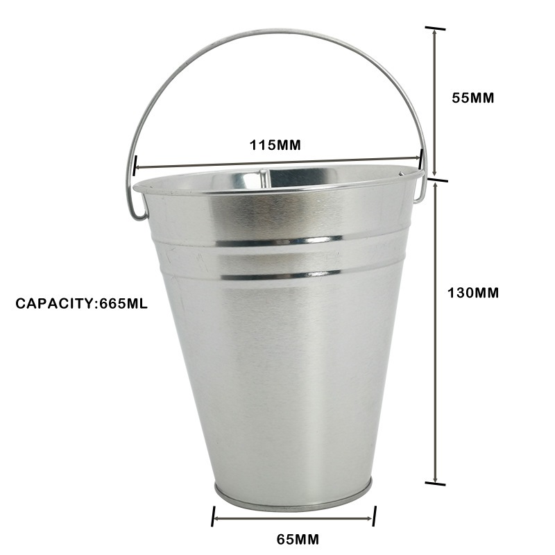 工厂定制马口铁爆米花铁桶1升镀锌铁酒吧啤酒冰桶银色无印刷包装