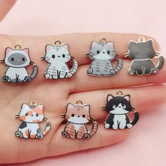 クロスボーダー漫画かわいい合金プリントペンダント猫アクセサリー動物ジュエリーアクセサリー携帯電話ブローチペンダントメーカー