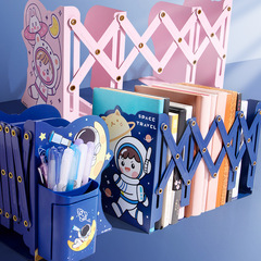 可伸縮書立架桌上金屬書架書夾固定書本擋板桌面書籍收納架置物架